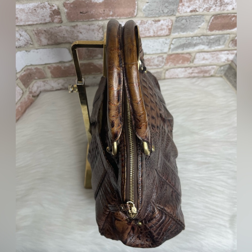 Brahmin Chocolate Brown Crocodile-Embossed Handbag - Picture 8 of 13